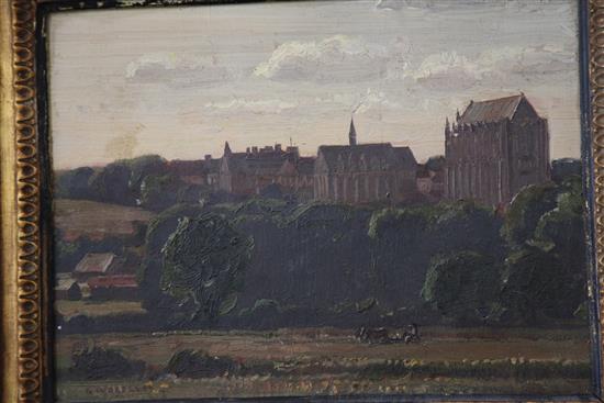 § Garnet Ruskin Wolseley (1884-1967) View of Lancing College from the River Adur, 8.25 x 11in.